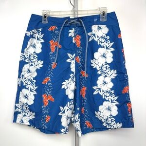 Y2K Board Shorts Old Navy Blue Orange 8.5” Vintage Beach Swim Trunks‎ Sz Medium
